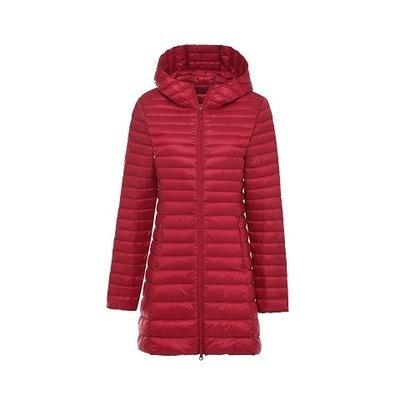 Autumn and winter light down jacket women's hooded medium and long large size thin slim portable jacket warm winter clothing