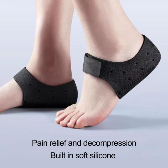 1 пара силиконовых накладок на пятку, лента-застежка, обезболивающая поддержка при подошвенном фасциите, ахилловом тендините