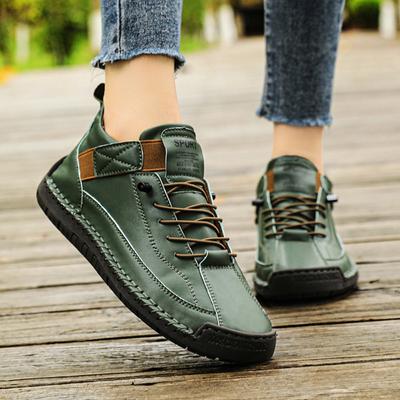 Женские полусапоги из кожи 2025 года - Повседневная обувь, Рабочие ботинки, Прошитые ботильоны для пары