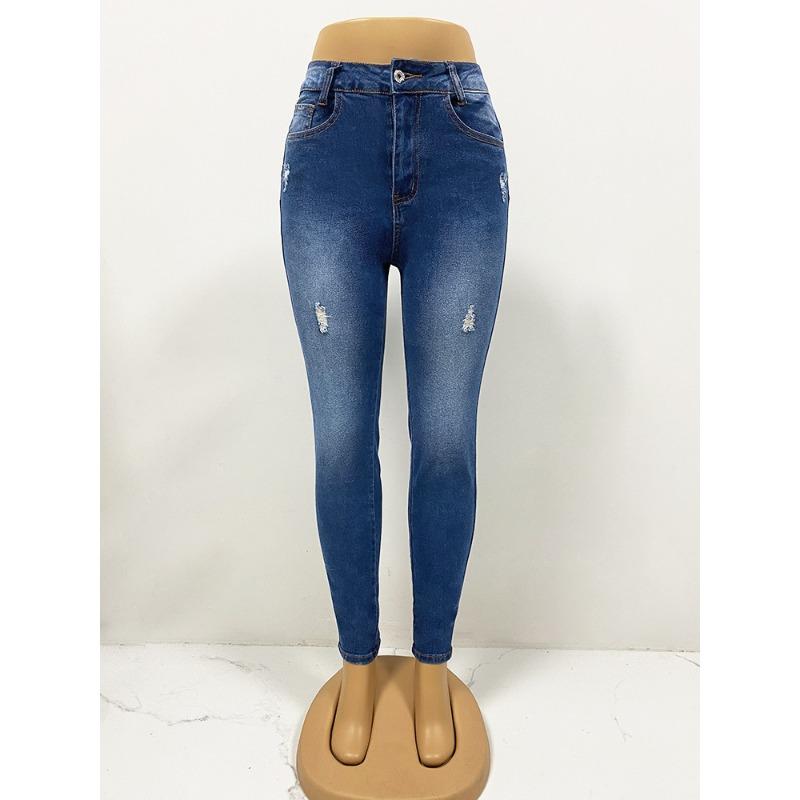 Женские весенние новые эластичные джинсы с высокой талией, обтягивающие, чтобы поднять ягодицы, брюки с пряжкой, маленькие брюки