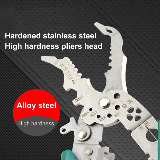 Multi-function Wire Stripper Heavy Duty Alloy Wire Stripping Pliers Crimper Cutter Ergonomic Handle Portable Electricians Cable Cutting Pliers