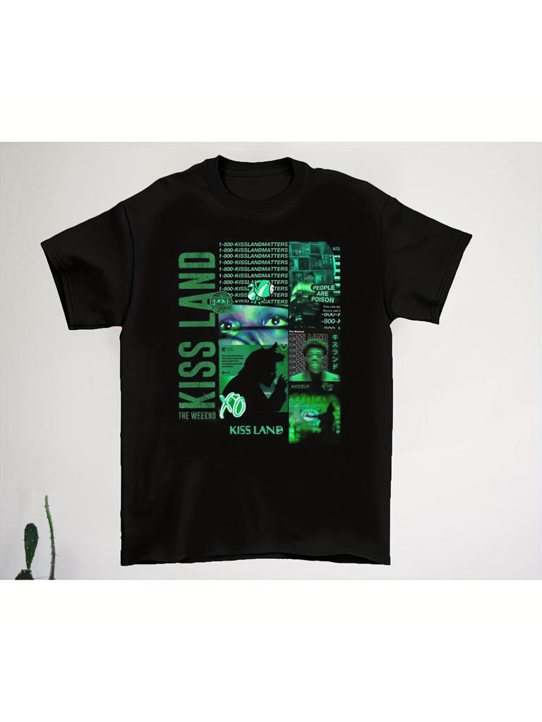 Графическая футболка унисекс из альбома Kissland XO, ретро-богемный дизайн, 100% хлопок, подходит для пар, всесезонная рубашка ...