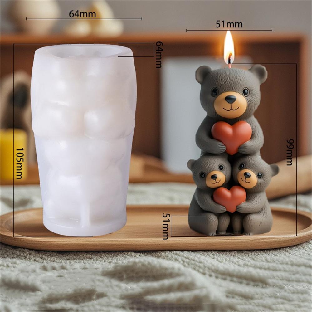 3D-складная силиконовая форма для свечи в виде медведя, сердечка, медведя, питомца, эпоксидной смолы, формы для мыла ручной работы, гипсовые смоляные формы для домашнего декора