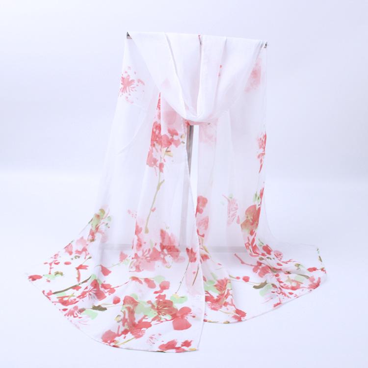 Silk Scarf For Women In Summer Fashionable Shawl Thin And Versatile Spring And Autumn Sand Scarf Long Chiffon Small Strip Scarf