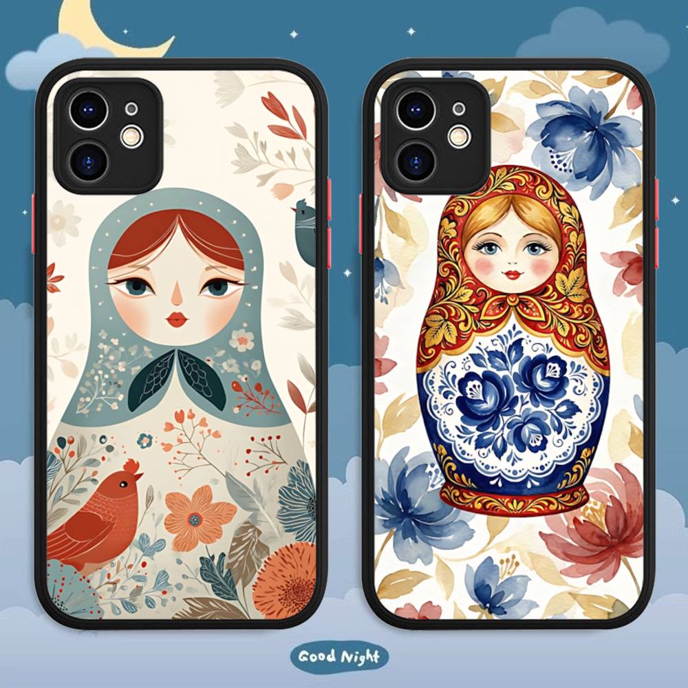 Классический чехол-матрешка для телефона iPhone 16 15 14 11 12 13 Pro Max Plus 12 XS Max, задняя крышка, матовый чехол