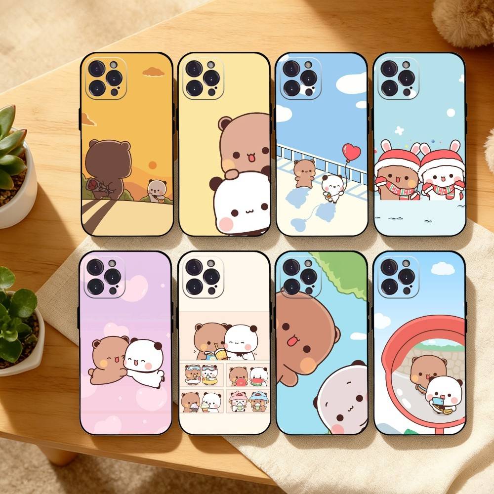 Милый Чехол Для Телефона B-BuBu D-DuDu Для iPhone17,16,15,14,13,12Plus,Pro Max,XS,5G Мягкий Силиконовый Черный Чехол