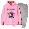 Новый K-Pop Мультяшный Повседневный Худи для Девочек + Штаны Комплект из Двух Предметов Девочки K-Pop Детский Худи Топ Толстовка Комплект