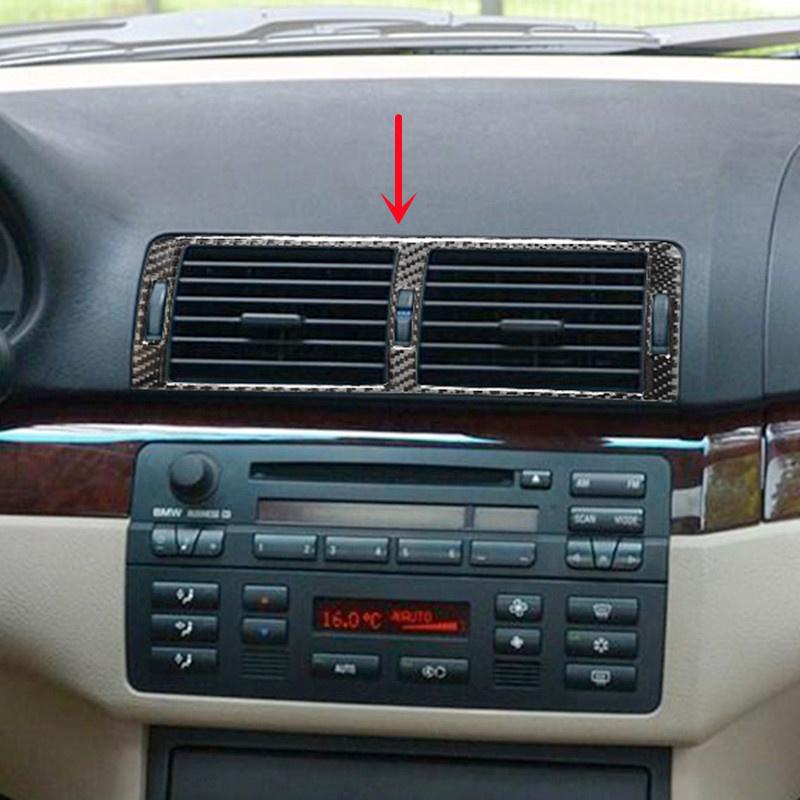 Carbon Fiber Stickers Air Outlet Air Conditioner Vents Modification Cover Trim Strips For BMW 3 Series E46 Car Inner