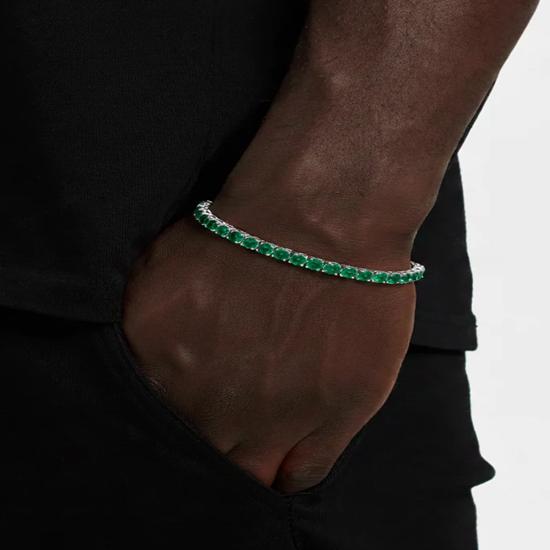 Теннисный браслет с изумрудом из белого золота 5 мм Подарок Лучшей подруге Свадебная годовщина День рождения День отца, Подарок на День святого Валентина для мужа