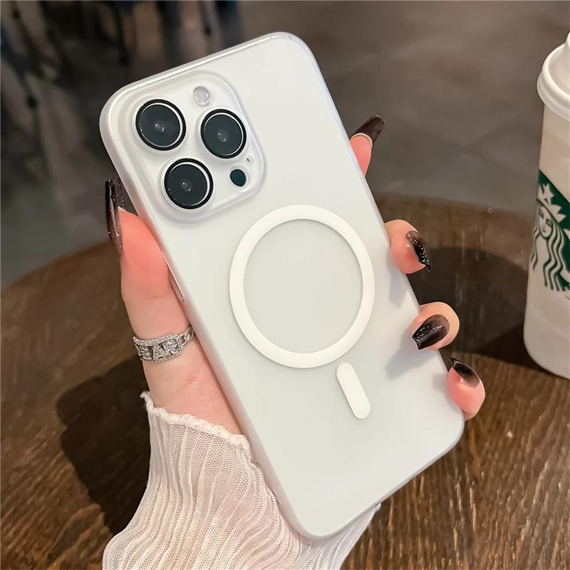 Ультратонкий матовый чехол для беспроводной магнитной зарядки Magsafe для iPhone 15 14 13 12 11 Pro Max 15 Plus, прозрачный жесткий чехол для ПК