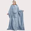 Women's Autumn and Winter Warm Car Air Conditioning Blanket with Pillow Solid Soft and Comfortable Flannel Robe