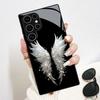 Стеклянный чехол для телефона с крылом ангела, подходит для Samsung Galaxy S26 S25 S24 S23 S22 S20 FE/Ultra/Plus, противоударная задняя крышка