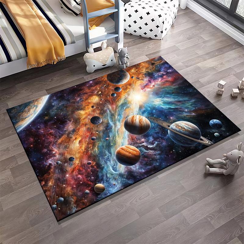 "Colorful Galaxy Planets Space Design Carpet for Living Room Decor" Suitable for use as an anti-slip for living room bedroom sofas