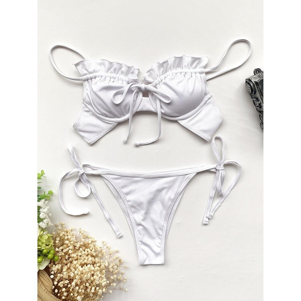 Женское бикини Push Up 5 цветов Купальник Женский купальник Сексуальный комплект бикини с рюшами Biquini Micro Biquini Купальный костюм Купальный костюм