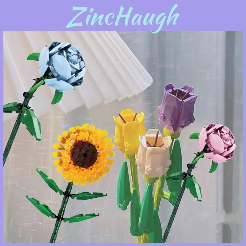 Rose Sunflower Tulip Building Block Toy Kids Gift Decor Model Toys Simulate Flowers