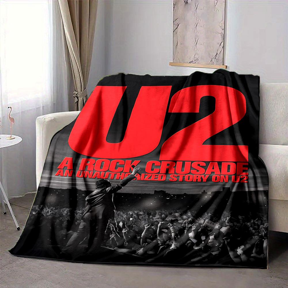 1pc U2, Rock Crusade Blanket Soft All Season Throw with Vibrant Design, Perfect for Home, Travel, and Gifts, Ideal for Naps and Camping