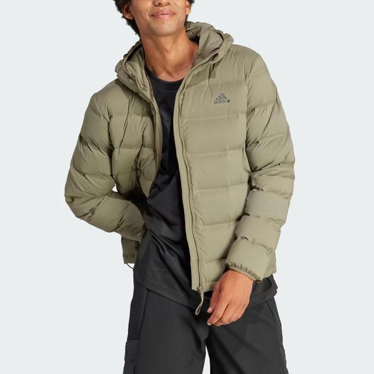 Adidas Helionic Stretch Hooded Down Jacket Down Jacket Men's Olive Green IK3173