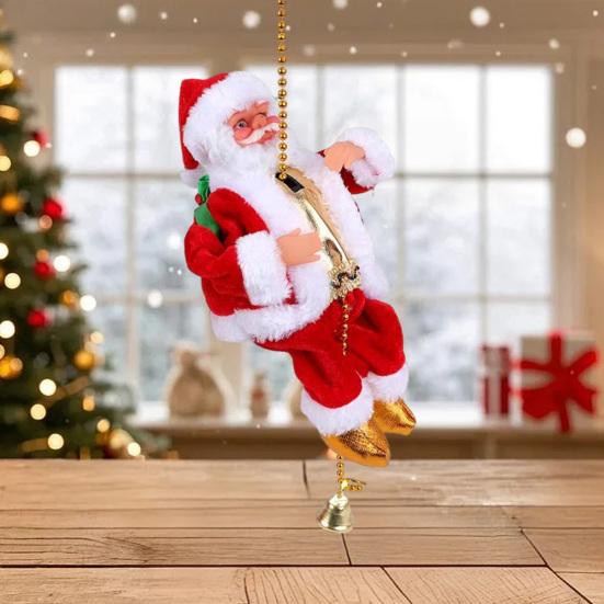 Yousheng Santa Claus Musical Climbing Rope Electric Climbing Santa with Music Christmas Hanging Climbing Santa On Rope for Tree Fireplace Home Decor