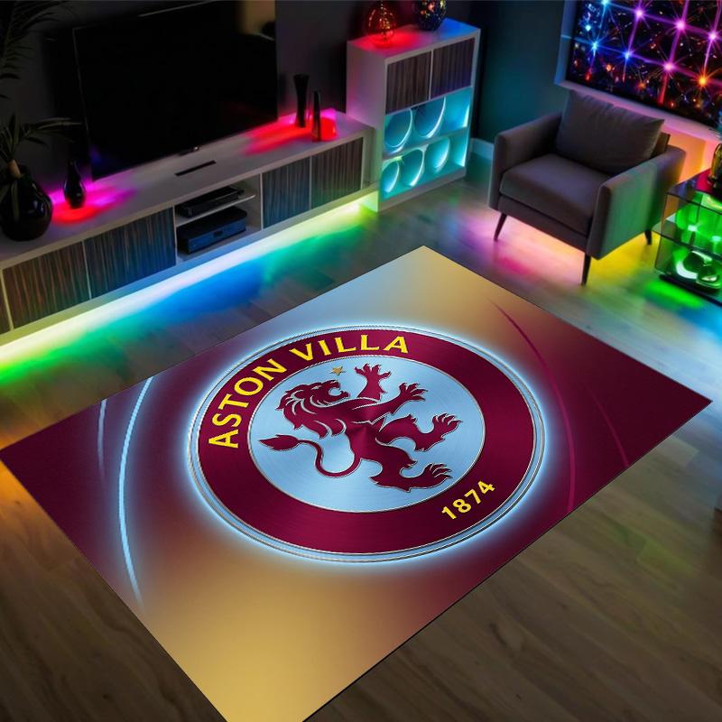 Aston Villa Football Design Crystal Velvet Carpet Cozy Non?Slip Printed Rug For Bedroom Living Room Entrance