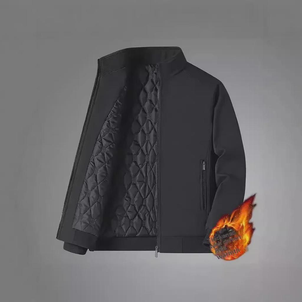 Мужская большая бархатная утолщенная куртка с воротником-стойкой - модное пальто для пап на осень и зиму