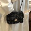 This Year's Popular Bag Women's Travel New Trendy Woolen Plaid Messenger Bag Simple Chain Personalized Shoulder Small Square Bag