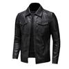 Men's Motorcycle Leather Jacket Large Size Pocket Black Zipper Lapel Slim Fit Male Spring and Autumn High Quality PU Coat