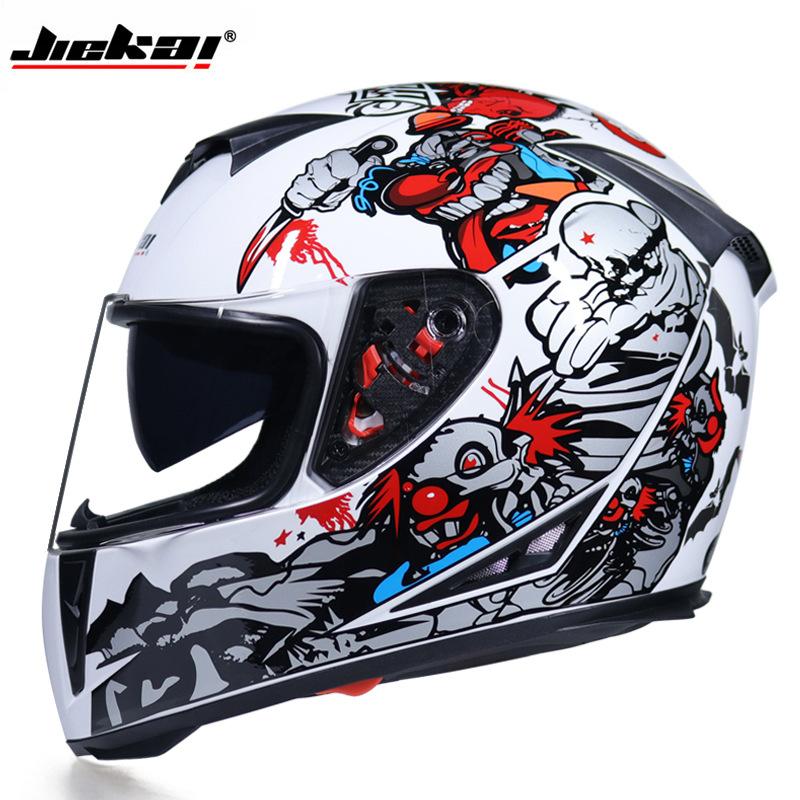 JIEKAI Electric Car Helmet Men's And Women's Full Helmet Double Lens Anti Fog Motorcycle Personality Cool Safety Helmet
