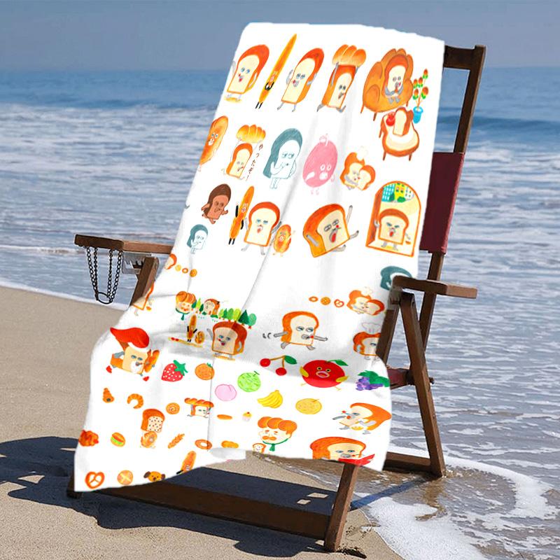 proof beach towel with Bread Thief pattern - soft,absorbent,quick-drying,machine washable - perfect for swimming,camping,bathing