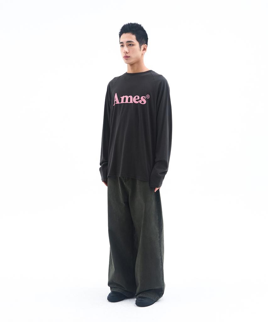 AMES-WORLDWIDE Basic Logo Longsleeve Tee Charcoal