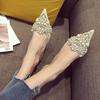 Fashion Large Pearl Women Shoe Autumn Lace Rhinestone Mid Heel Half Slipper Sandals Fashion Muller Shoes Casual Versatile Single Shoes
