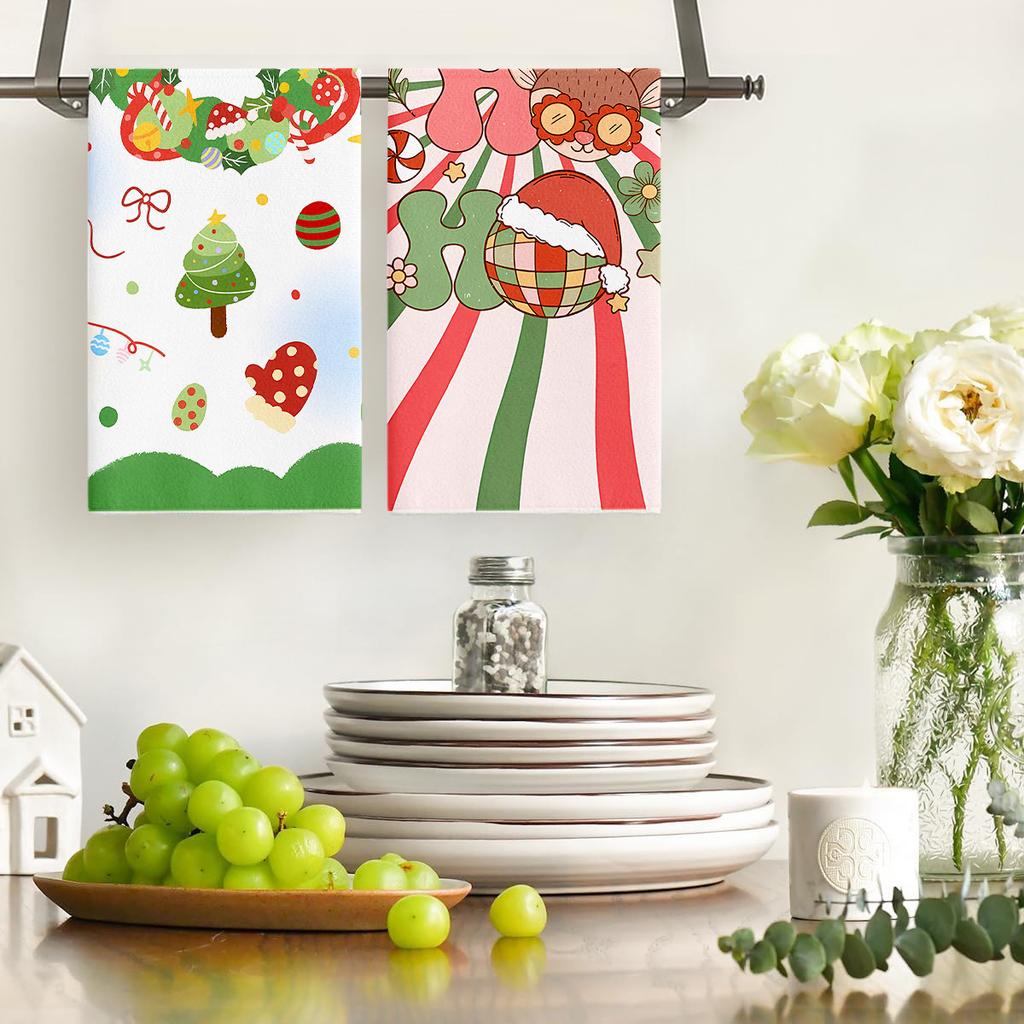 Рождественская кухонная тряпка 2025 Новое полотенце из микрофибры с принтом Тряпка для мытья посуды