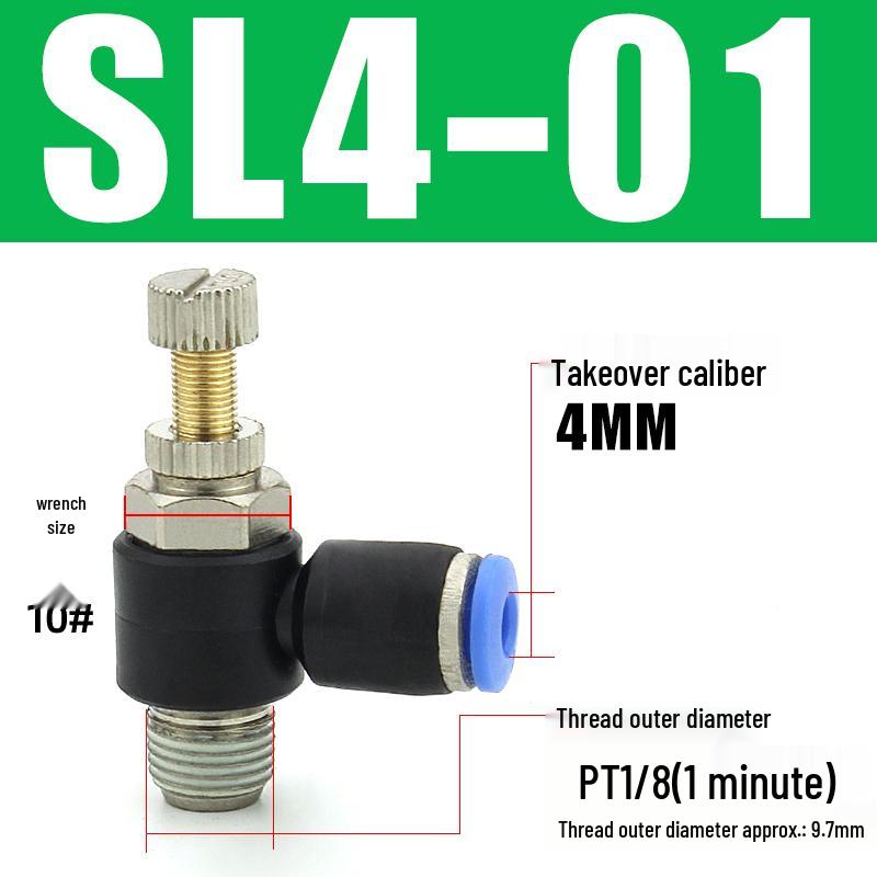 8mm Pneumatic Cylinder Throttle, SL8-02 Adjustable Air Hose Valve Connector, SL4-M5 Air Adjustment.