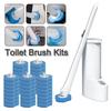 Настенный одноразовый очиститель туалетной щетки с 8/16/24 шт. сменных головок, щетка для чистки ванной комнаты с длинной ручкой, туалетные принадлежности