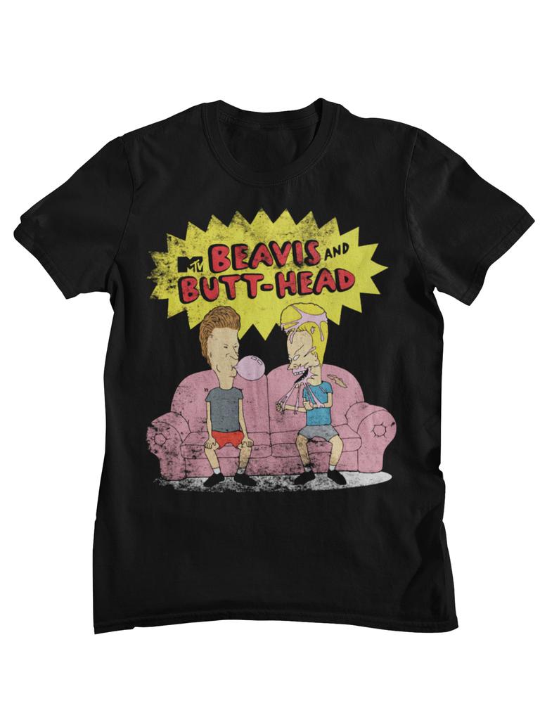 Beavis and ButtHead Black Metal Style Cartoon Graphic TShirt Unisex Women Casual Cotton Streetwear Tops