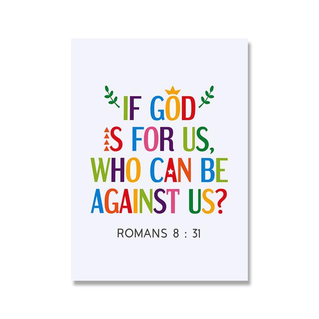 Color Cartoon Bible Quote Christian Sunday School Wall Art Canvas Print Poster Painting Picture Kid Living Room Home Mural Decor