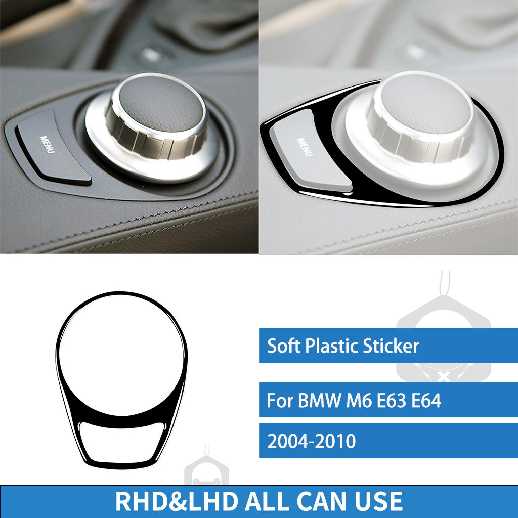 For BMW M6 E63 E64 2004-2010 Gear Shift Box Multimedia Radio Frame Cover Piano Black Stickers Car Sticker Interior Accessories