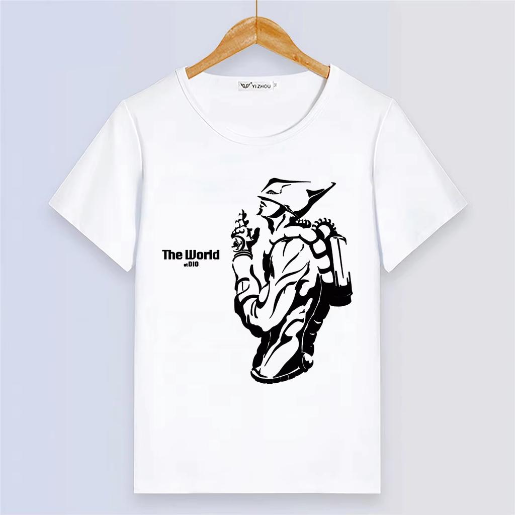 Аниме JoJo's Bizarre Adventure Летняя футболка с коротким рукавом, мультяшный принт, белая, из модала, для женщин и мужчин