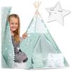 Children's Teepee Tent with Lights - Mint with Stars