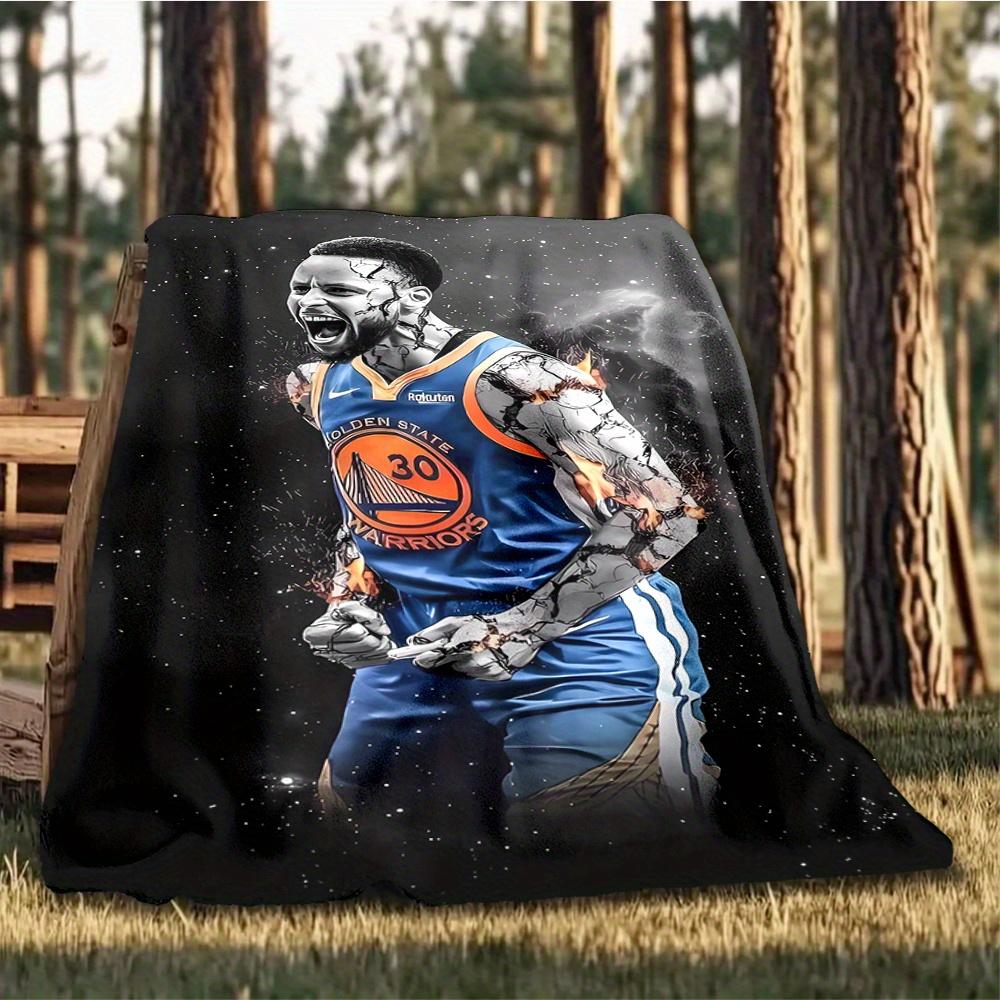 1pc Basketball, Warriors, Celebration Digital Printed Flannel Blanket, Super Soft Plush Fleece Bed Cover, Multipurpose Four Season Blanket f