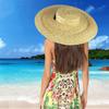 Ladies Wide Brim Straw Hat Long Ribbon Ladies Beach Hat Summer Sunhat