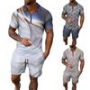 Мужской летний костюм с короткими рукавами и короткими шортами на молнии с принтом, мужской повседневный спортивный костюм