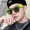 2025 новые модные солнцезащитные очки женские солнцезащитные очки зеленые интегрированные солнцезащитные очки инс интернет-знаменитость Сяохуншу взрыв