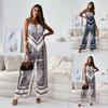 Summer Women's Fashion Printed Sleeveless Strap Wrap Chest Sexy Strap Open Back+Positioning Flower Pants Set Two Piece Set
