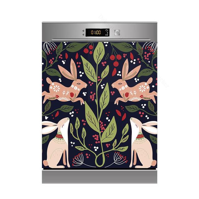 Black Background Modern Self Adhesive Dishwasher Sticker Fridge Sticker Wall Stickers Door Cover Kitchen Accessories Wall Mural