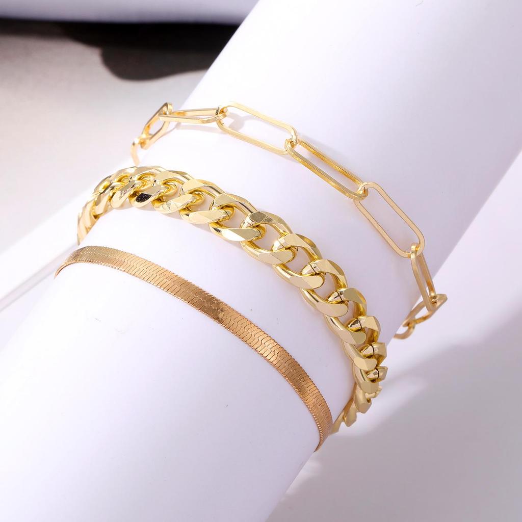 Bohemian Minimalist Multi-Layer Metal Chain Women's Bracelet Set