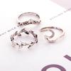 Retro V-Shaped Leaves and Flowers Ring Set - 10 Pieces, European & American Style