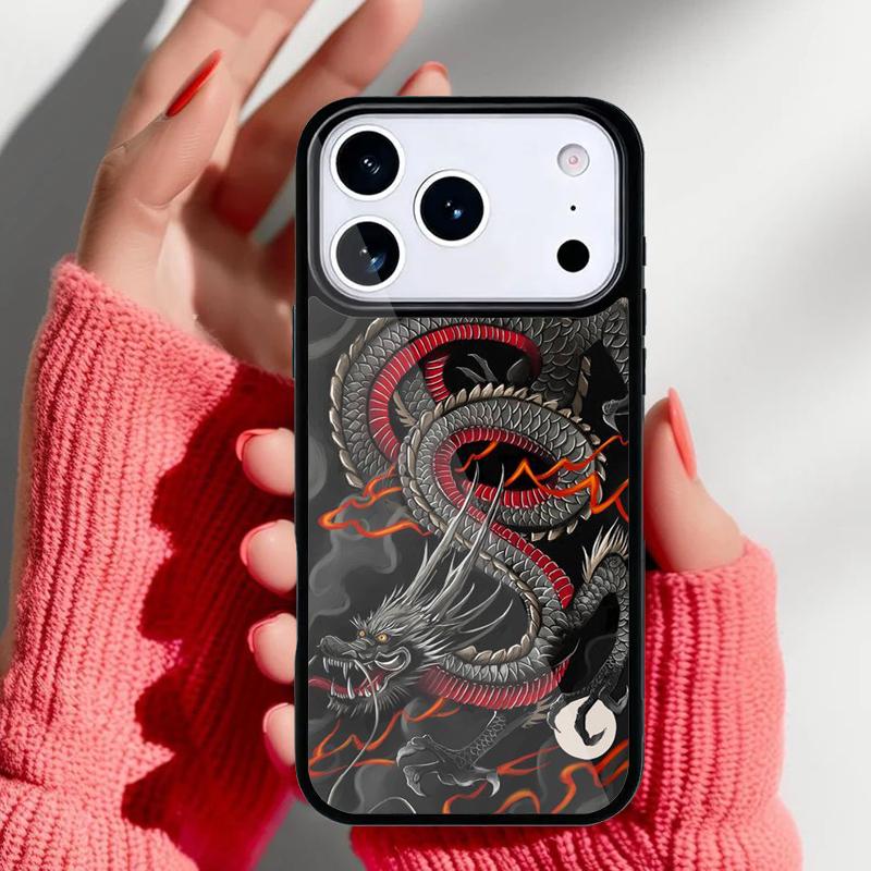 Японский чехол для телефона DRAGON TATTOO для iPhone 17 16 15 14 13 Pro Max Задняя крышка для 12 11 Pro Coque