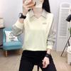 2025 Women's Long Sleeve Striped Knit Polo Collar Top