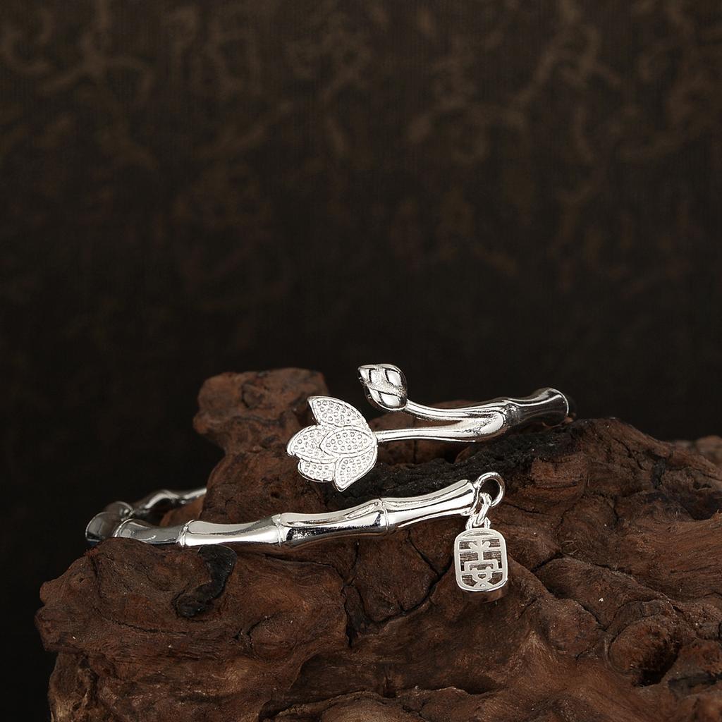 Ping An Bamboo Festival Silver Bracelet, Female Step By Step Rising, New Bamboo Bracelet for Girlfriend's Birthday Gift