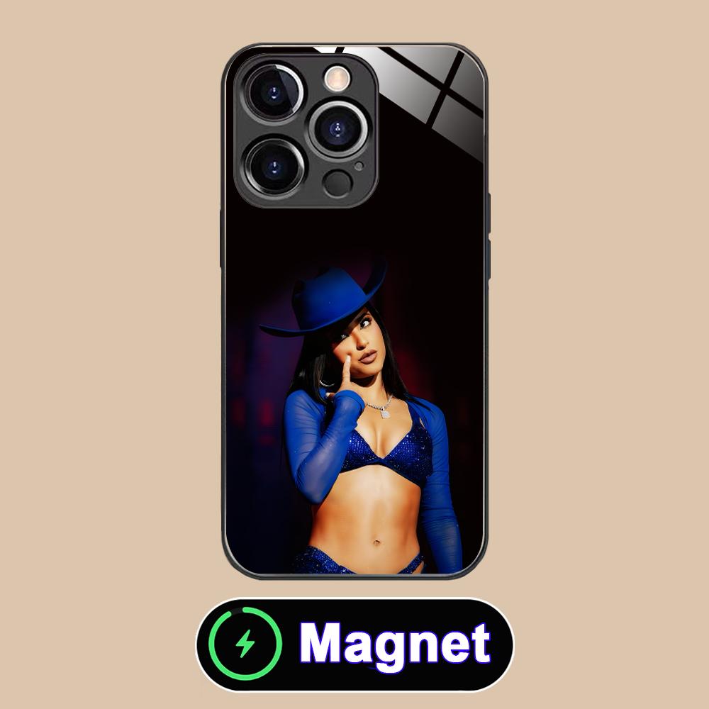 Модный чехол Becky G из стекла MagSafe для мобильного телефона iPhone 17 16 15 14 13 12 11 Air Pro Max Plus Mini Цветная накладка